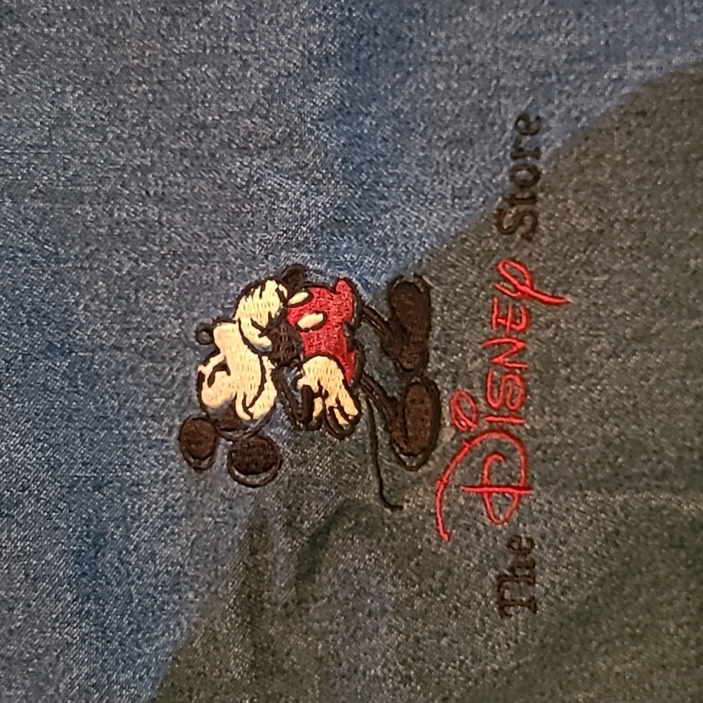 Vintage The Disney Store Size Medium Blue Denim Button-Up Shirt - Picture 2 of 5